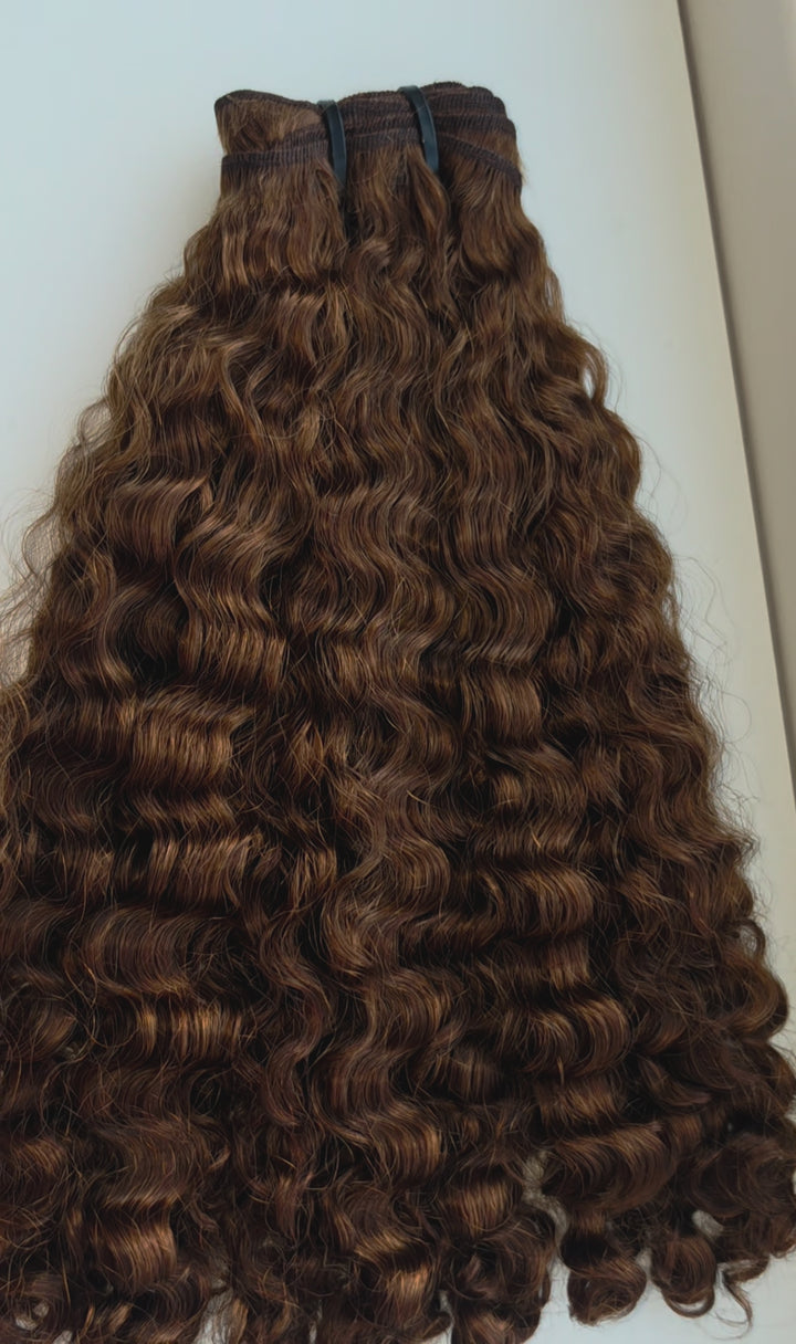 Caramel 'Ayana' Burma Curly Hair Extensions