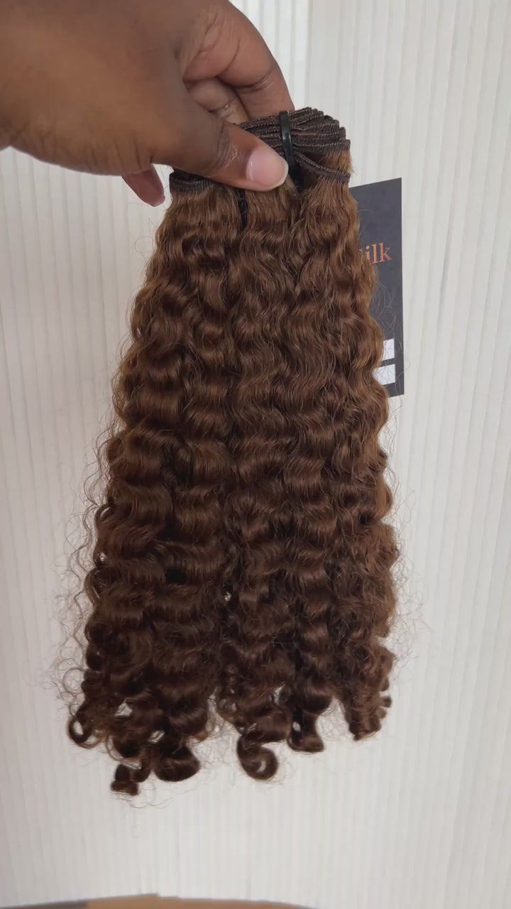 Caramel 'Ayana' Burma Curly Hair Extensions