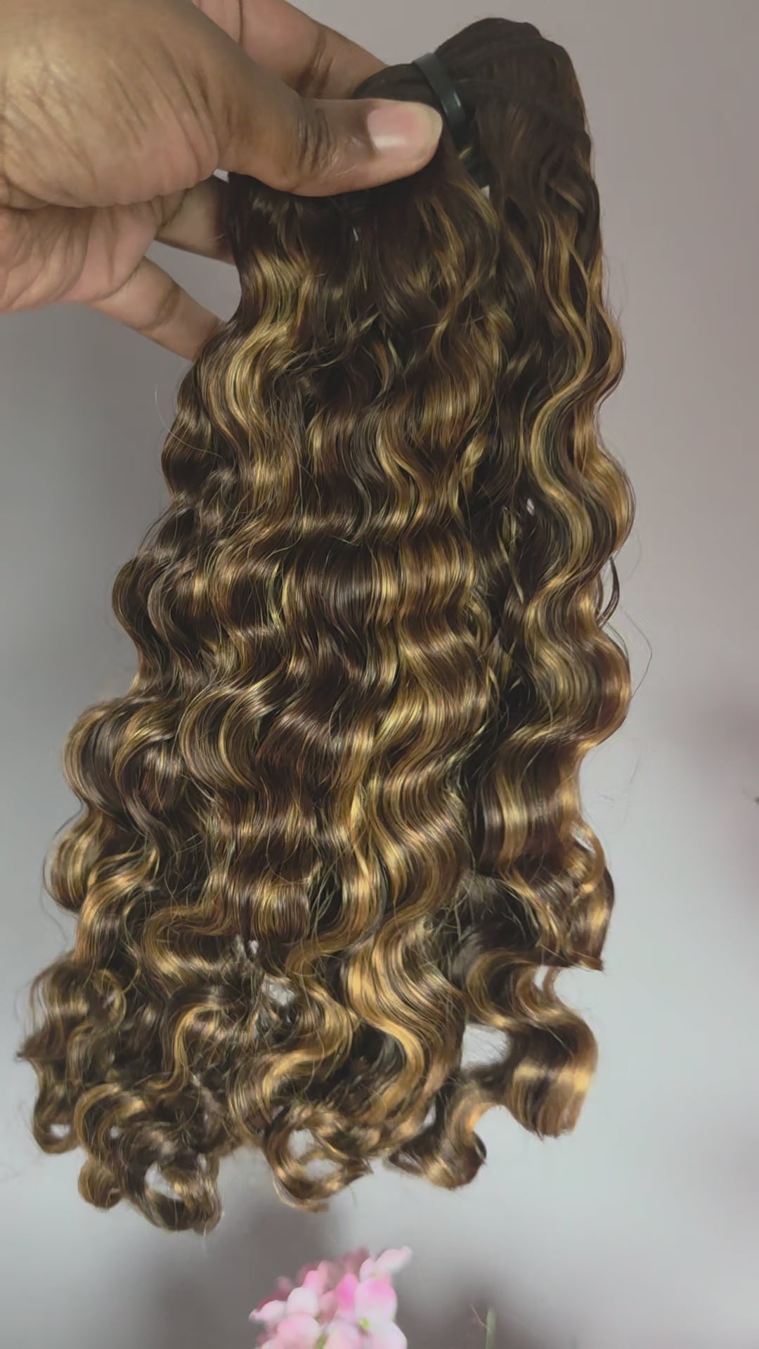 Honey 'Ayana' Burma Curly Hair Extensions