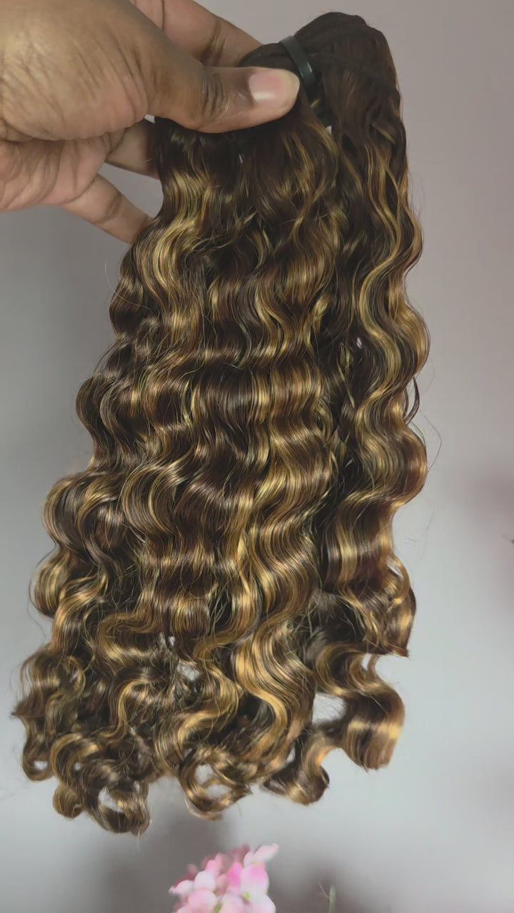 Honey 'Ayana' Burma Curly Hair Extensions