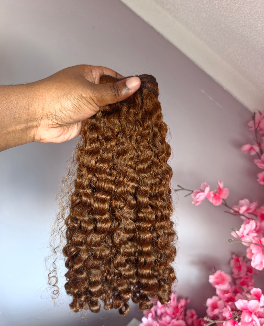 Caramel 'Ayana' Burma Curly Hair Extensions