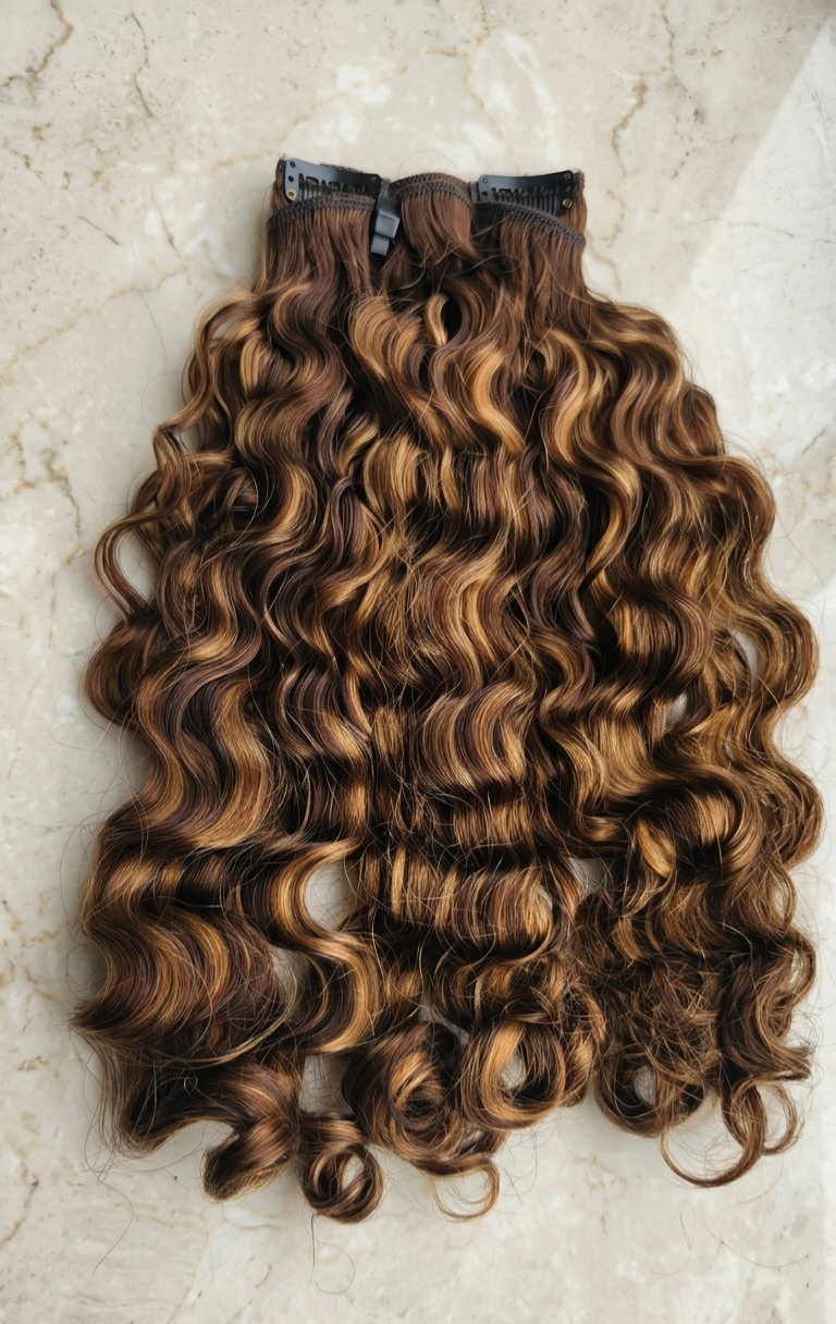 Honey 'Ayana' Burma Curly Hair Extensions