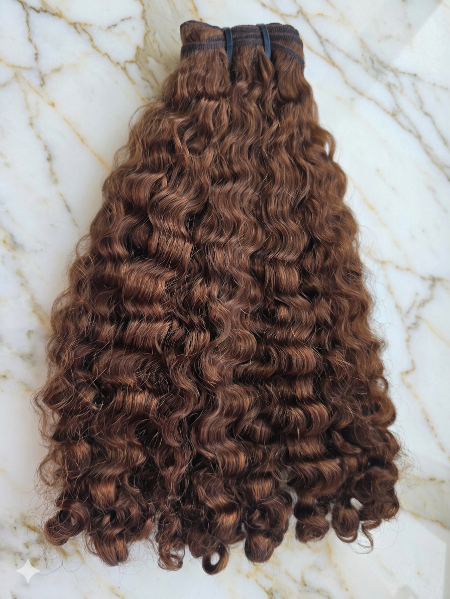 Caramel 'Ayana' Burma Curly Hair Extensions